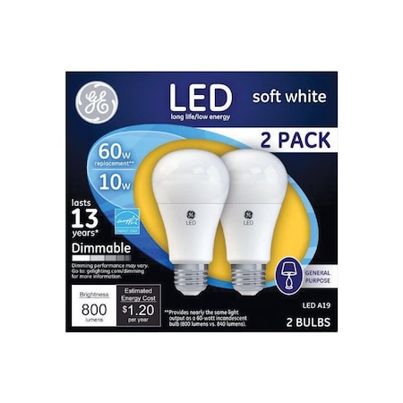 Current GE A19 E26 (Medium) LED Bulb Soft White 60 Watt Equivalence 2PK 67591